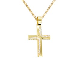 Χρυσός γυναικείος βαπτιστικός σταυρός Κ9 με αλυσίδα